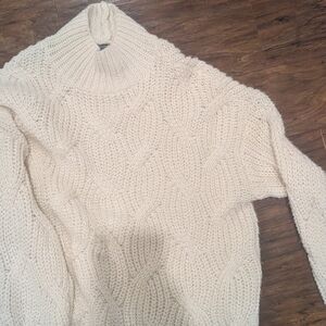 American Eagle Outfitters Cream Turtleneck Sweater